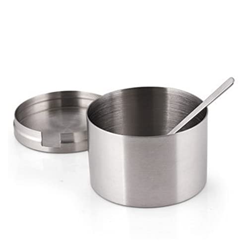 Miter Azucarero de Acero Inoxidable con Tapa, Cuchara, Tarro for condimentos, Bote for condimentos, Recipiente for Especias, Utensilios de Cocina - imagen 5