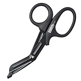 Madison Supply 7.5 Inches Premium Stainless Steel Nurse Scissors - Non-Stick Coated Blades Medical Scissors - Durable Fluoride-Coated Trauma Shears - Black