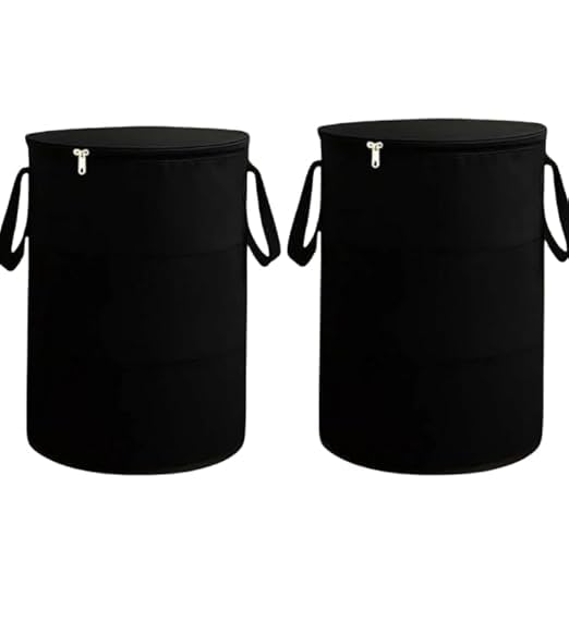 Set of 2 Foldable Laundry Baskets with Zipper Lid & Handles – Large Collapsible Clothes Storage Hamper for Home, Bedroom & Bathroom – Black"-image-39
