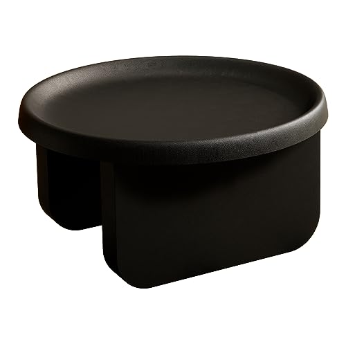Modern Round Coffee Table,Black Nesting Coffee Tables,Metal Center Table,Unique Circle Coffee Table for Living Room(Black, Great Circle：29.1 x 16.5（in）
