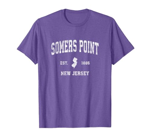 Somers Point New Jersey NJ Vintage Athletic Sports Design T-Shirt, Men, Purple Heather, XX-Large