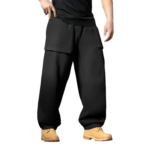 Mens Work Cargo Pants Lightweight Casual Tactical Hiking Pants Comfy Big and Tall Elastic Waist Pant with Pockets
