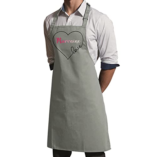 Tablier cuisine marraine en coton premium avec dessin coeur amour