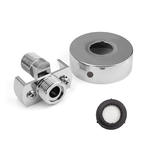 HJIAMA Excentricas grifo, Adaptador grifo ducha, Ajuste el ángulo de 0 a 40°, Galvanoplastia, con Cubierta Decorativa, Adaptador Grifo Ducha, Embellecedor grifo ducha