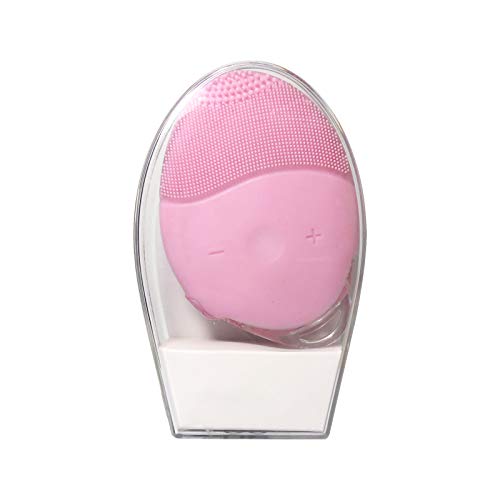 Sonic Facial Cleansing Brush, Soft Silicone Electric Face Brush Waterproof Electric Face Brush Face Cleanser for Deep Cleansing Exfoliating Massaging for All Skin USB Rechargeable Anti Aging - Pink