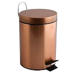 MSV Cosmetic Bin Hans Waste Bin Pedal Bin Trash Can - 3 Litres - with Removable Inner Bucket - Copper, Plastic, Cuivre