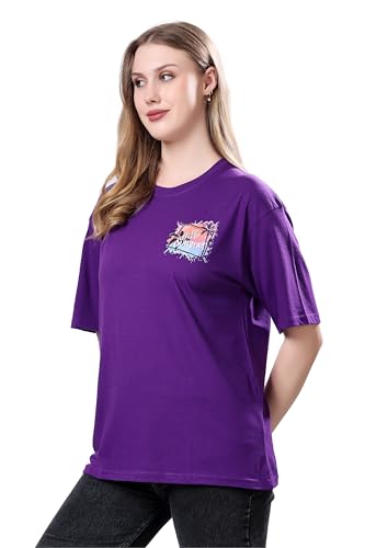 Image of London Hills Women's Cotton Oversized Fit Tshirt |Printed Oversized t Shirts Longline Drop Shoulder Boho Style T-Shirt
