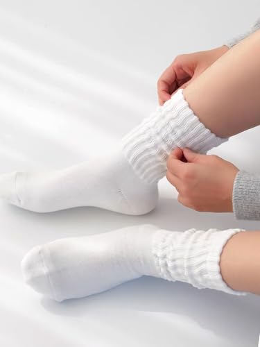 3 Pairs Women Slouch Socks, Womens Socks for Short Boot, Knit Crew Boot Socks, Black+White+Gray3