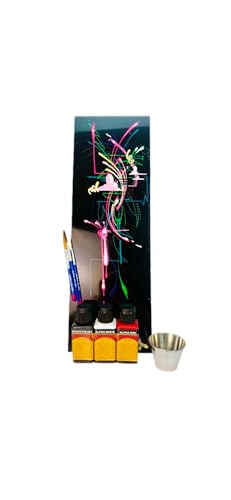 Alpha 6 Beginner Pinstriping Kit with Brushes Paint Mixing Cups and Practice Panel for Custom Striping and Fine Line Art Projects 2.5 Oz Each