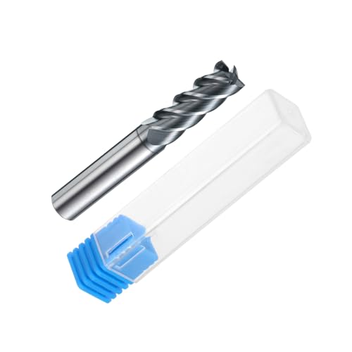 Image of HARFINGTON Carbide Square Nose End Mill Bit 3 /8 inch Cut Dia 4 Flutes TiAlN Coated Milling Cutter for Hardened Steel Metal (3 /8 inch Shank 1 inch Cut Length 2-1 /2 inch Long 45 Degree Helix HRC49-51)