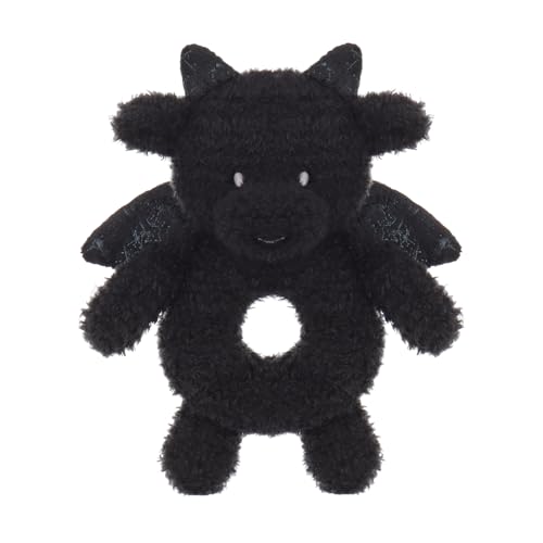 Image of Apricot Lamb Dragon Rattle Soft Baby Rattle for Boys and Girls, Plush Stuffed Animal Rattle Toy Lovey for The Newborn, 0-3 Months, 0-6 Months and Above, 4.8 Inches (Black)