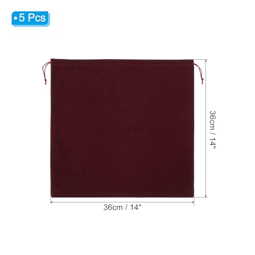PATIKIL Large Velvet Bags With Drawstrings, 5 Pack 14 x 14 Inch Hair Dryer Bag Treat Bag Dust Bag Hotel Storage Bag for Travel Luggage Packing, Burgundy2