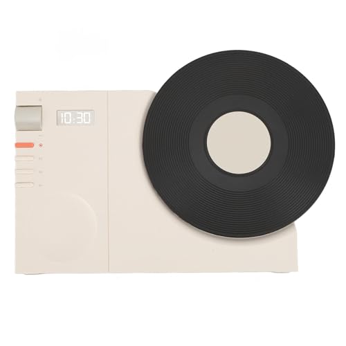 Image of Halearo Retro Bluetooth Speaker Vintage Record Player Speaker, with Rotating Design Digital Clock BT 5.3 HiFi Sound 10H Playback for Home Office Desk Decor (Beige)