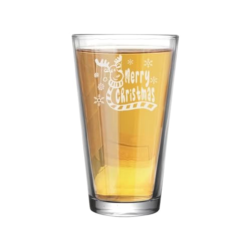 Flashideas Christmas Style Pint Glasses Heavy Duty Drinkware Highball Water Glasses Cups Unbreakable Plastic Beer Glasses Party Fovors for Wedding Restaurant Bar