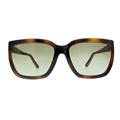 Salvatore Ferragamo Sunglasses Square Full Rim, Havana Frame and Green Brown Gradient Lens SF1018S214