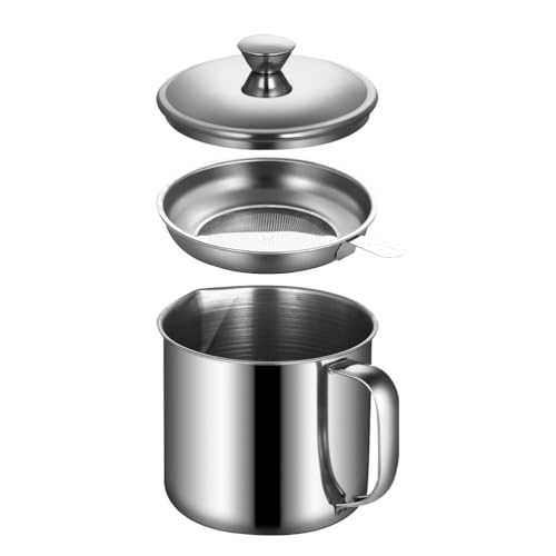 Stainless Steel Oil Filter Can with Strainer and Lid