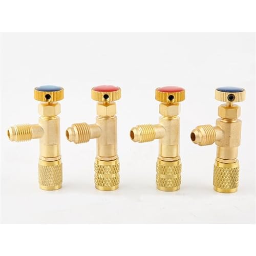 Adaptador de válvula de seguridad para refrigeración R410a y R22, tipo F, con conexión de manguera de carga macho/hembra de 1/4" y 5/16" miniatura 2