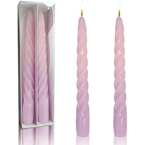 Colored Spiral Candle Tapered Candles,Gedengni 7inch Short Twist Candlesticks Pink Candle Sticks for Table Decor Housewarming Gift Idea (5S-Pink Purple) Cover