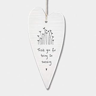 East of India Wobbly White Porcelain Heart Thank you for being amazing 13.7 x 6cm