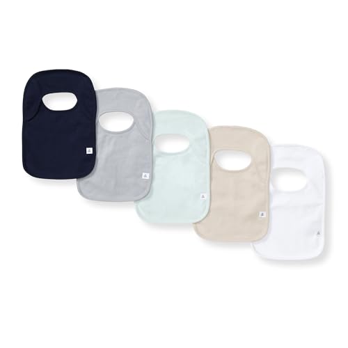 Burts Bees Baby Unisex Baby Bibs 100% Organic Cotton Lap-Shoulder Neckline Burp Cloths - Baby Essential
