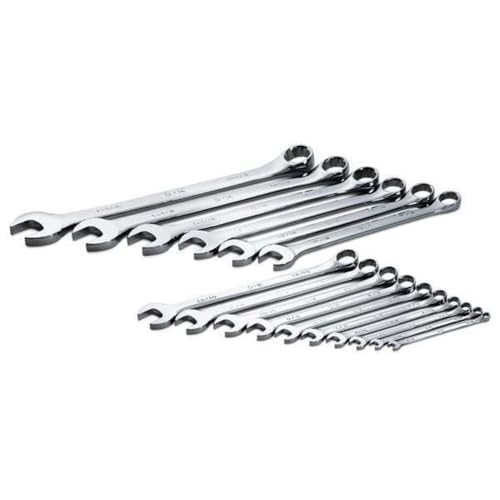 SK Tools USA 16 Piece, Long Pattern, 12 Point, SAE SuperKrome® Combination Wrench Set: 1/4" - 1-1/4" | 86018
