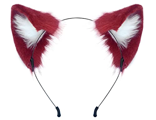 QinRuan Cat Fox Faux Fur Ears Headband Cute Halloween Fancy Dress Cosplay Handmade Animal Furry Ears Hair Hoop