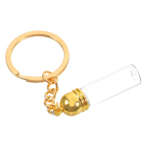 GLEAVI Llavero Grande de Botella de Vidrio Transparente Tapa Dorada Frasco Recargable para Perfume de Viaje Accesorio Decorativo Portátil para Mujer Frasco Pequeño para Aceites
