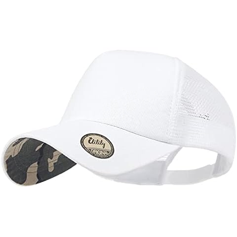 ililily Extra Big Size Adjustable Mesh Back Curved Baseball Cap Trucker Hat (Large, White Camo) Cover