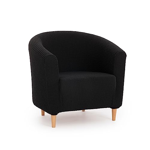 MAXIFUNDAS | Funda Multielástica Butaca Belfast Color Negro – Funda 1 Plaza para Sillón Tipo Cabriolet – Funda Sillón elástica con 3 esponjas para un Ajuste más preciso – Funda para Sillón o Butaca