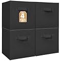STORAGE MANIAC Storage Cubes, 11 Inch Collapsible Storage Bins with Handles, 4 Pack Fabric Foldable Bins for Organization, Durable Storage Bins for Closet, Shelves, Offices, Toys, 4-Pack Black