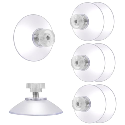 8 Ventosas Grandes, Ventosas Transparentes de 41 mm, Ventosas de Plástico con Tuerca Moleteada, Succión con Tuerca de Tornillo de Metal, Ventosa Fuerte para Puerta, Pared, Ventana, Vidrio