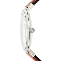 Fossil Men's Minimalist Quartz Stainless Steel and Brown Leather Three-Hand Watch for Men, Color: Silver, Luggage — image 3