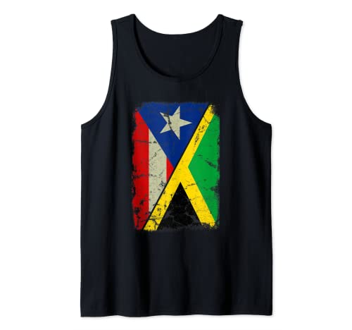 Jamaican and Puerto Rican Flag Together Mixed Family Roots Tank Top