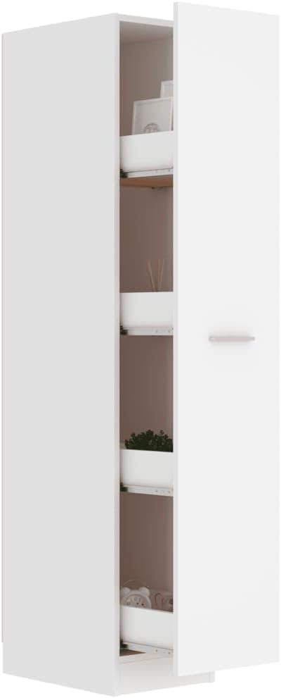 Storage Cabinet, Locker with Shelves and Doors, Home Storage Furniture,File Cabinet for Office, Pantry, Home,Apothecary Cabinet Black 11.8"x16.7"x59.1" Chipboard (White)