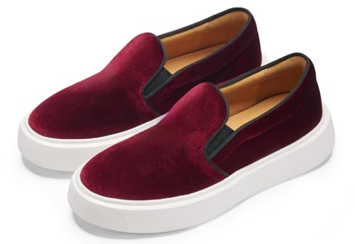 Image of Journey West Women's Fashion Velvet Sneakers with Embroidery Comfortable Slip-On Work Shoes for Women