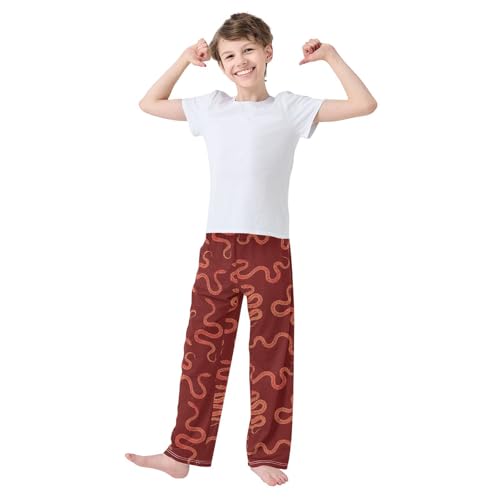 Boys' Pants Red Snake Animal Long Bottoms Jogger Pants Elastic Waist Trousers with Pockets S-XL2