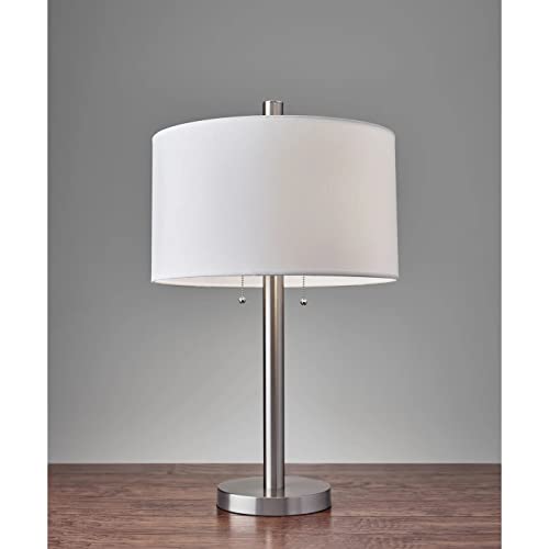 Adesso 4066-22 Boulevard Table Lamp, 28 In, 2 X 100 W Incandescent/26W Cfl, Brushed Steel Finish, 1 Bedside Lamp #TOP1