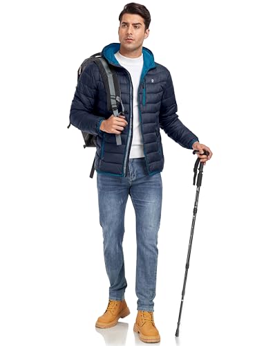 Little Donkey Andy Men's Packable Puffer Jacket Lightweight Hooded Warm Winter Coat with Recycled Insulation S-3XL