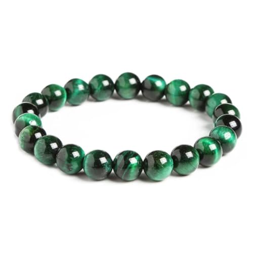 天然グリーンタイガーアイブレスレット メンズ レディース パワーストーン 8mm珠 ゴム製 19cm 緑色 お守り 運気アップ [並行輸入品]