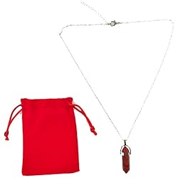 Colgante Rojo Pandiui23 Colgante de Piedra Natural, collar de chakras de piedra, Colgante Cuenta de Piedras Naturales (Ágata roja cadena)