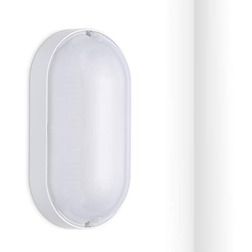 Oktaplex lighting Kellerlampe LED mit Durchgangsverdrahtung 9W 4000K Neutralweiß 800lm IP65 Kellerleuchte Base Oval DV Feuchtraumleuchte Weiß