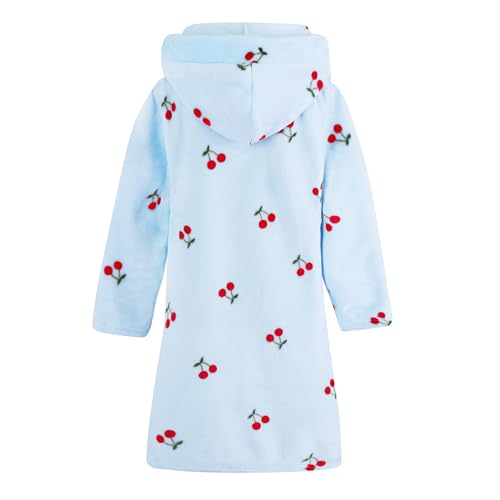 Image of Umeyda Girls Fleece Hooded Robes, Warm Printed Bath Robe for Kids Soft Fuzzy Bathrobe for Gifts