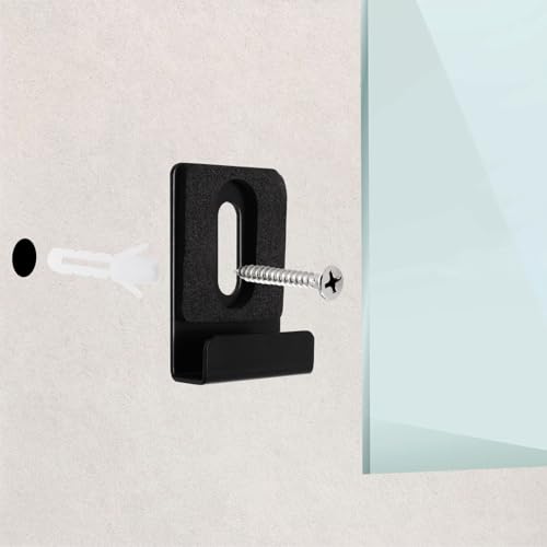 Image of 8Pcs Mirror Clips for Wall Mounting, Metal Mirror Hanging Kit for Frameless Mirror, Billboard Displays, Tile, (Black, with Screw)