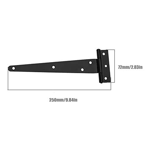 6Pcs 10 Inch T-Strap Tee Hinge Set T-Hinges Heavy Duty Gate Shed Door Barn Wrought Hardware Rustproof Black With Screw Fittings #TOP3