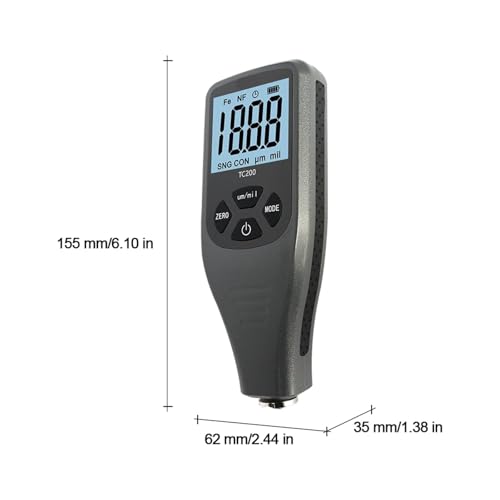 Paint Thickness Gauge, TC200 Gris Medidor de Espesor de Pintura para Automóviles 0.1um/0-1500 Micrones Medidor de Espesor de Película de Pintura FE/NFE con Manual en Ruso miniatura 6