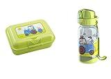 Brotdose Trinkflasche Haba Trinkflasche 304486 + Brotdose 302821 im Set - Motiv Traktor Bauernhof