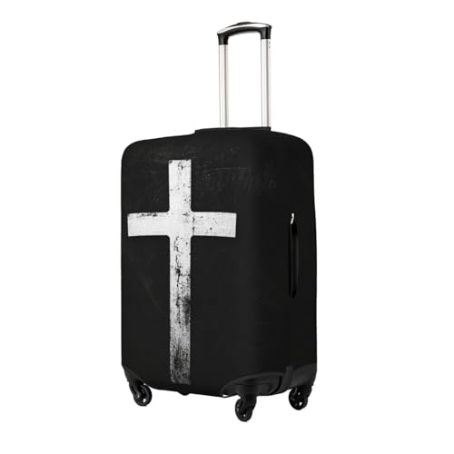 Travel Luggage Suitcase Cover Zipper Closure Baggage Protector Fits 19-32 inch Suitcase, Anti-Scratch Luggage Case Protective Cover, Cross Black2