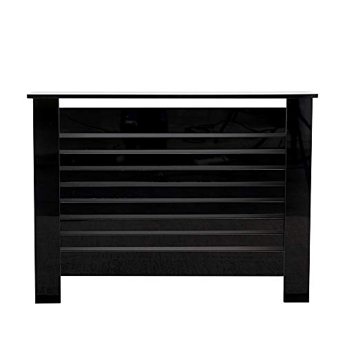 Kingwudo Wooden High Gloss Radiator Cover Modern Decorative Cabinet S/M/L/XL Black (Black M111.5X19X82CM)