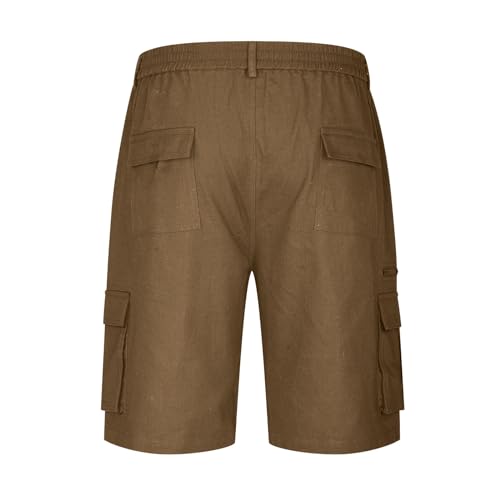 Image of Cargo Shorts for Men,Summer Casual Elastic Waist Big Tall Baggy Shorts Lightweight Hiking Short with Multi Pockets