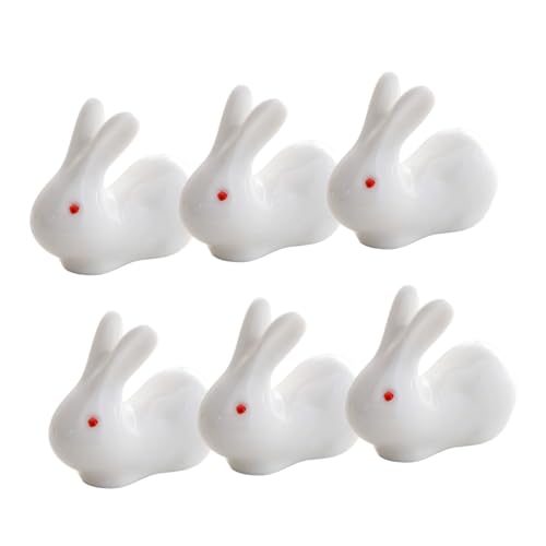 FOMIYES 6個 可愛いウサギデザイン 製箸置き 食卓用セラミック箸枕 滑り止め機能付き ダイニングテーブル装飾 プレゼントにも